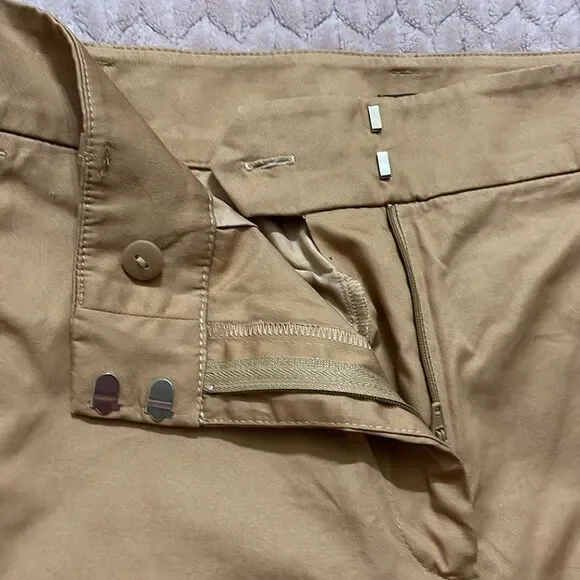 LOFT Women’s Camel Brown Crop Wide Leg Dress Pants with Belt - Picture 5 of 7